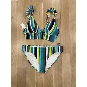 NWT Aerie 2 Piece Swim Suit Bikini Set Women Medium Top Large Bottom